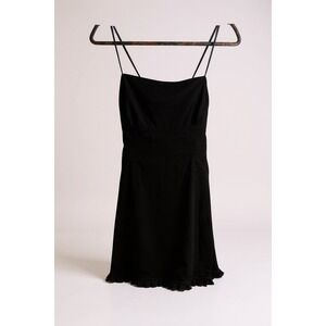 Express‎ Black Spaghetti Strap Midi Dress Ruffle Hem 9/10